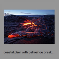 coastal plain with pahoehoe breakout at dusk